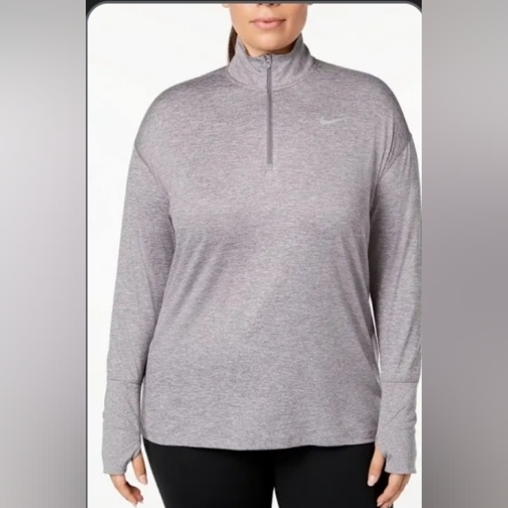 NWT Nike Element Womens Gray 1/2 Zip Running PLUS SIZE Top CZ2849-084